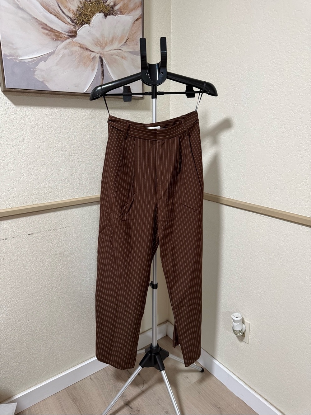 Commense Brown Pinstripe Top & Pants Set S | Office Siren Tailored Set - Picture 9 of 9